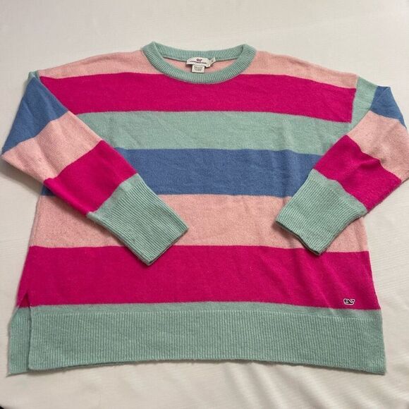 Vineyard Vines Women’s Sweater Multi Crew Knit Pullover Sunset Stripe Size Small - Picture 1 of 8